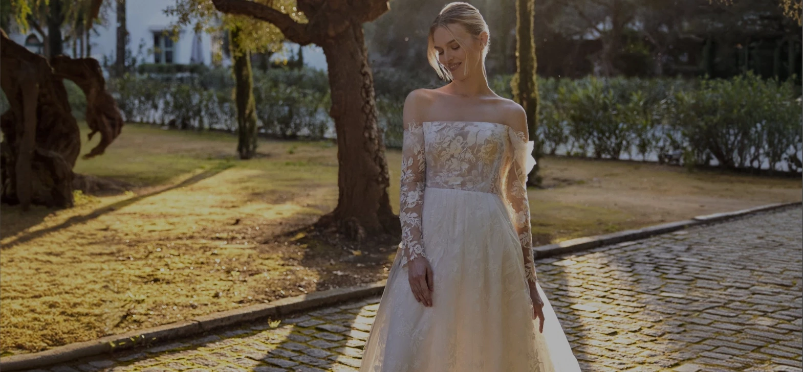 Model wearing a bridal dress